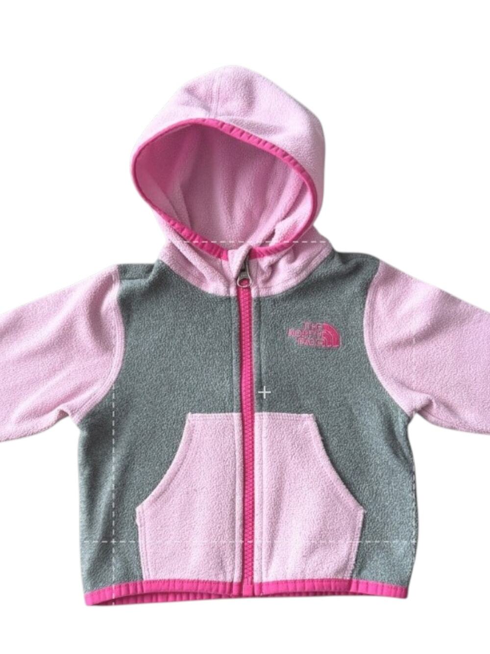 The North Face Hooded Fleece Jacket Infant 3-6M Gray Pink Colorblock